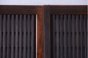 古民具・骨董　特大裏障子付き!高級アンティーク格子戸2枚セット