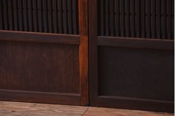 古民具・骨董　特大裏障子付き!高級アンティーク格子戸2枚セット