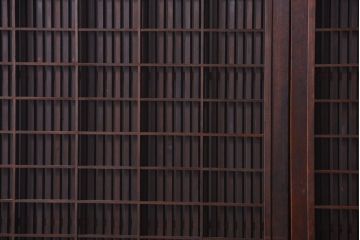 古民具・骨董　特大裏障子付き!高級アンティーク格子戸2枚セット