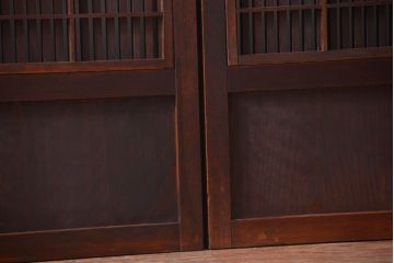 古民具・骨董　特大裏障子付き!高級アンティーク格子戸2枚セット