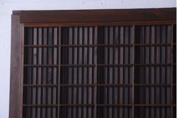 古民具・骨董　特大裏障子付き!高級アンティーク格子戸2枚セット