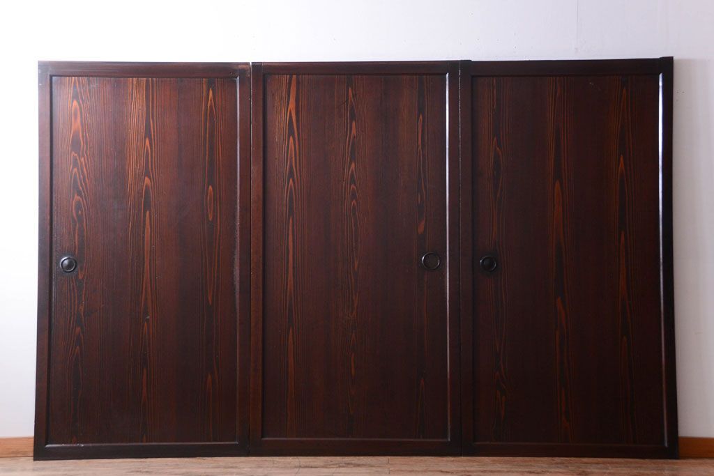 古民具・骨董　古い木の美しいアンティーク板戸3枚セット(2)