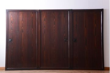 古民具・骨董　古い木の美しいアンティーク板戸3枚セット(2)