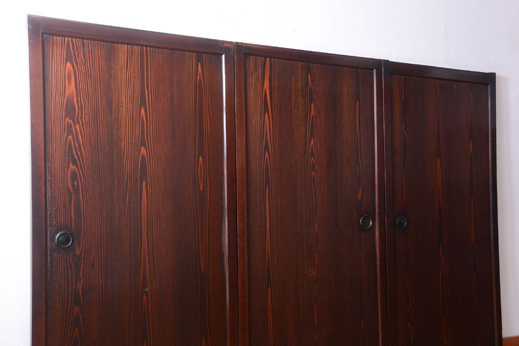 古民具・骨董　古い木の美しいアンティーク板戸3枚セット(2)