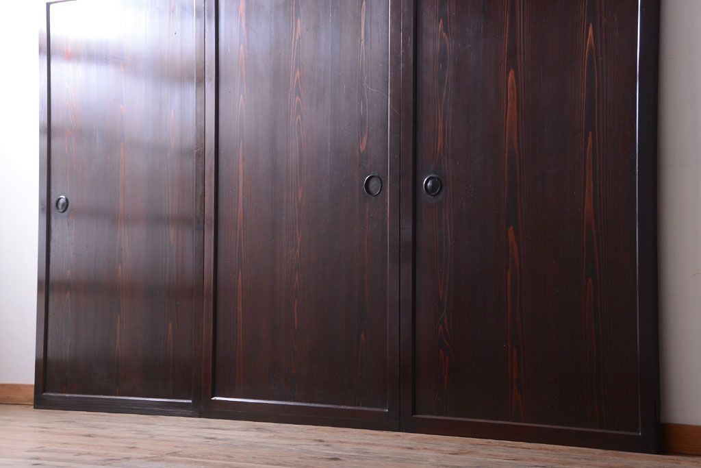 古民具・骨董　古い木の美しいアンティーク板戸3枚セット(2)