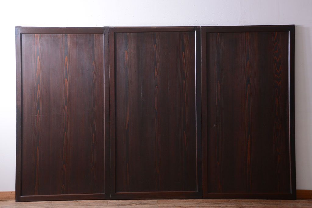 古民具・骨董　古い木の美しいアンティーク板戸3枚セット(2)