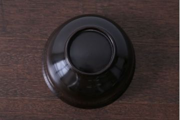 アンティーク　大正〜昭和初期!笹に蛤の図　木製蒔絵盃洗
