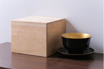 アンティーク　大正〜昭和初期!金魚の図　木製蒔絵盃洗