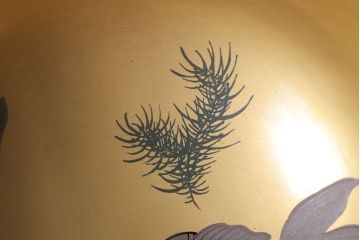 アンティーク　大正〜昭和初期!金魚の図　木製蒔絵盃洗