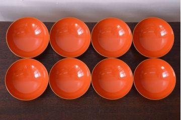 アンティーク　大正〜昭和初期!古い蒔絵の木製椀8客(漆器)
