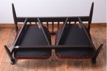 ヴィンテージ家具　ビンテージ　モダンな木製フレームラブソファ(2人掛け)
