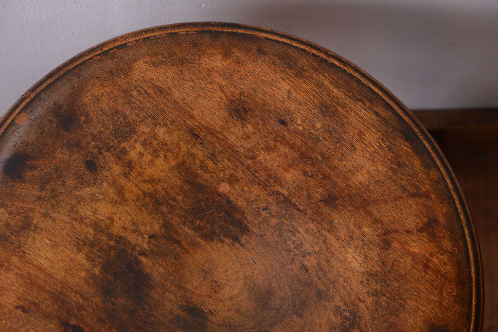 アンティーク家具　アンティーク　古い木のおしゃれでシャビーな丸スツール(1)