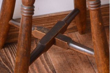 アンティーク家具　アンティーク　古い木のおしゃれでシャビーな丸スツール(1)