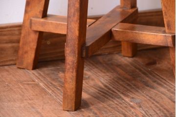 アンティーク家具　アンティーク　古い木のおしゃれでシャビーな丸スツール(2)