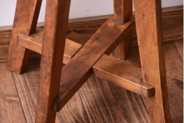 アンティーク家具　アンティーク　古い木のおしゃれでシャビーな丸スツール(2)