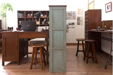 アンティーク家具　アンティーク　古い木のおしゃれでシャビーな丸スツール(3)