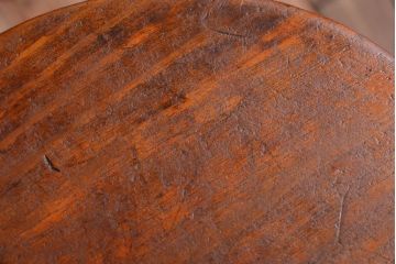アンティーク家具　アンティーク　古い木のおしゃれでシャビーな丸スツール(3)
