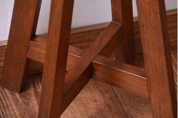 アンティーク家具　アンティーク　古い木のおしゃれでシャビーな丸スツール(3)