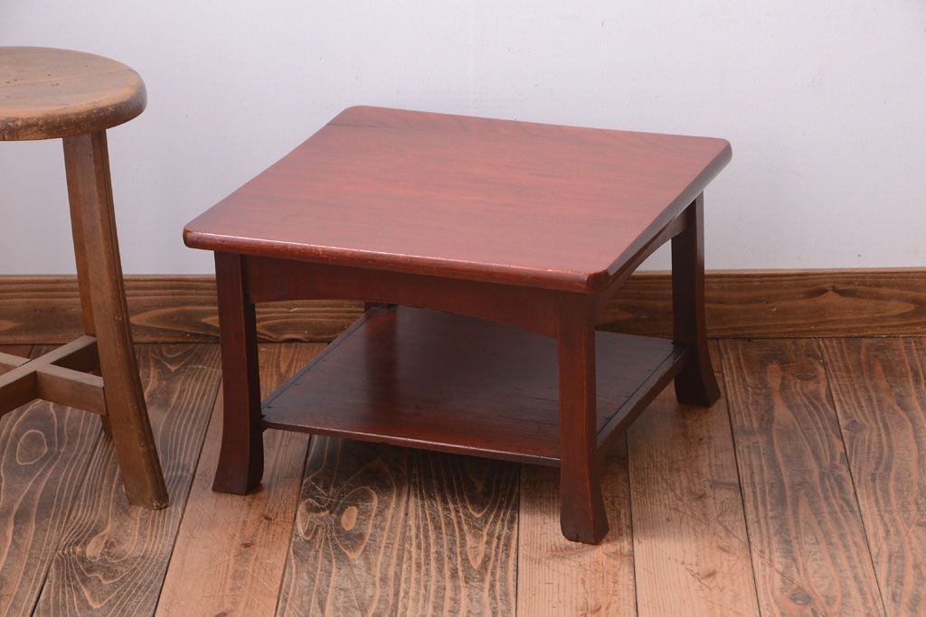 アンティーク雑貨　古民具・骨董　総欅材!アンティークサイドテーブル(飾り台)