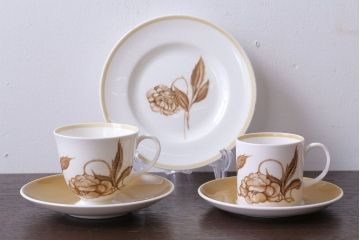 イギリスビンテージ　Susie Cooper(スージークーパー)　SOLERA(ソレラ)シリーズ　カップ&ソーサー2客とお皿のセット