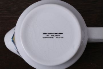 イギリスビンテージ　MIDWINTER(ミッドウィンター)　Bengal(ベンガル)シリーズ　ティーポット、砂糖入れ、ミルク入れのセット