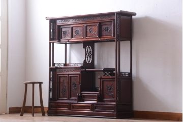 中古　唐木材　豪華な飾り棚