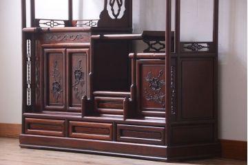 中古　唐木材　豪華な飾り棚