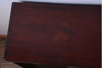 アンティーク家具　和製アンティーク　銀モールガラス入り!古い木製の引き戸収納棚(下駄箱)