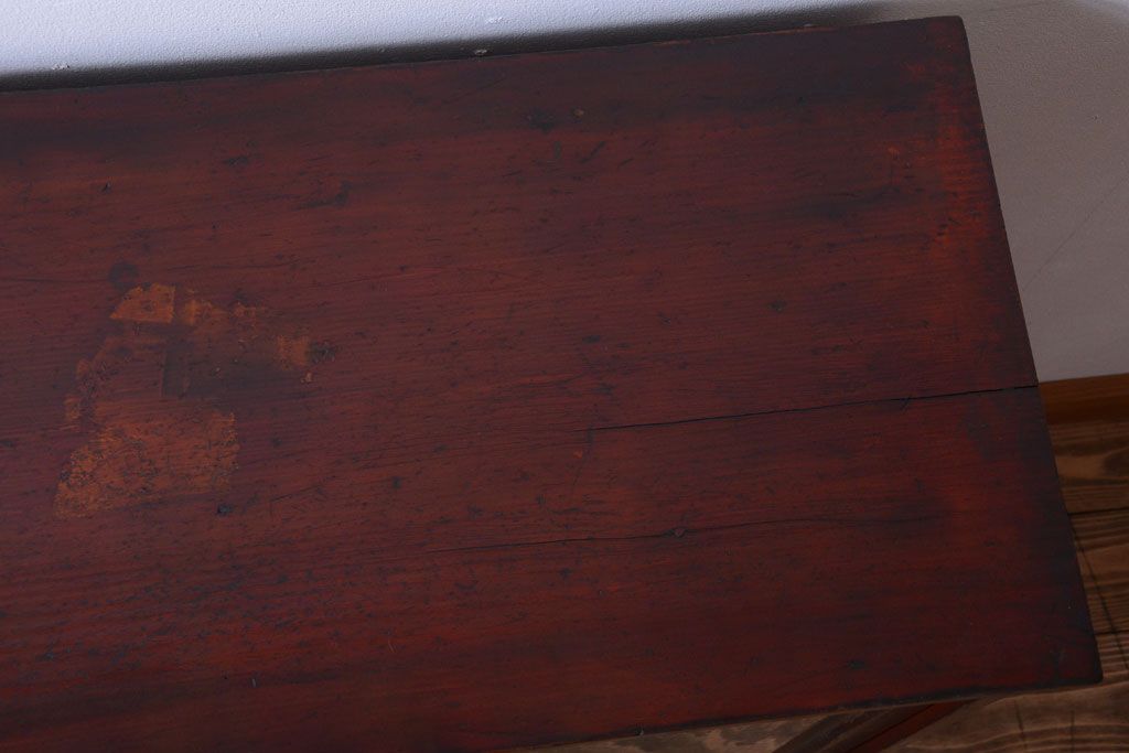 アンティーク家具　和製アンティーク　銀モールガラス入り!古い木製の引き戸収納棚(下駄箱)