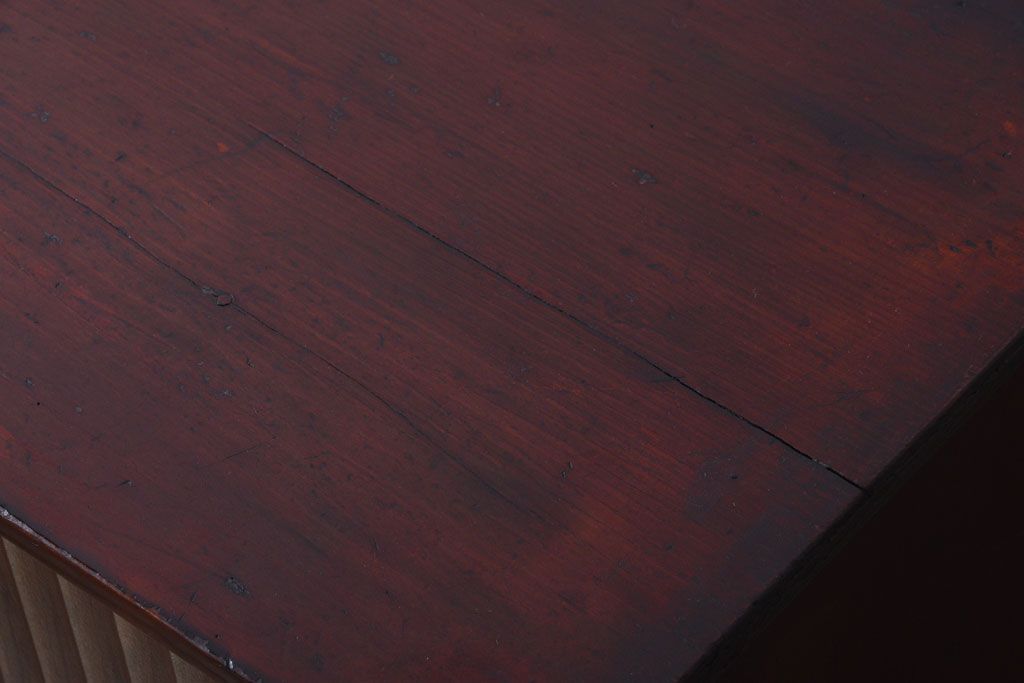 アンティーク家具　和製アンティーク　銀モールガラス入り!古い木製の引き戸収納棚(下駄箱)