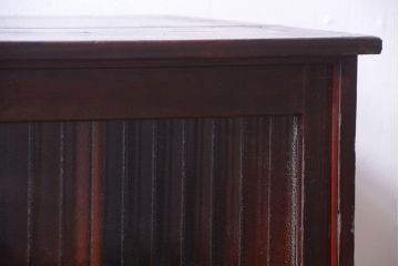 アンティーク家具　和製アンティーク　銀モールガラス入り!古い木製の引き戸収納棚(下駄箱)