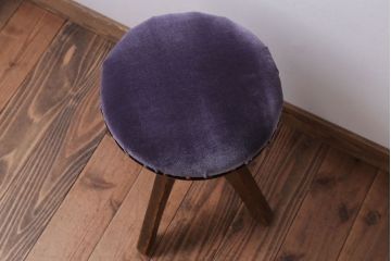 レトロ家具　和製アンティーク　古い木製のレトロな回転スツール