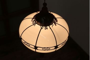 和製アンティーク　飾り房付き　銅巻　モダンな電笠