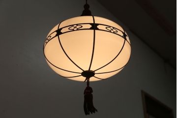 和製アンティーク　飾り房付き　銅巻　モダンな電笠