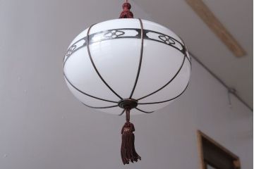 和製アンティーク　飾り房付き　銅巻　モダンな電笠