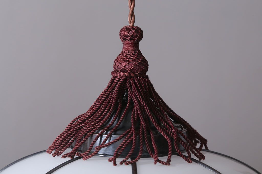 和製アンティーク　飾り房付き　銅巻　モダンな電笠