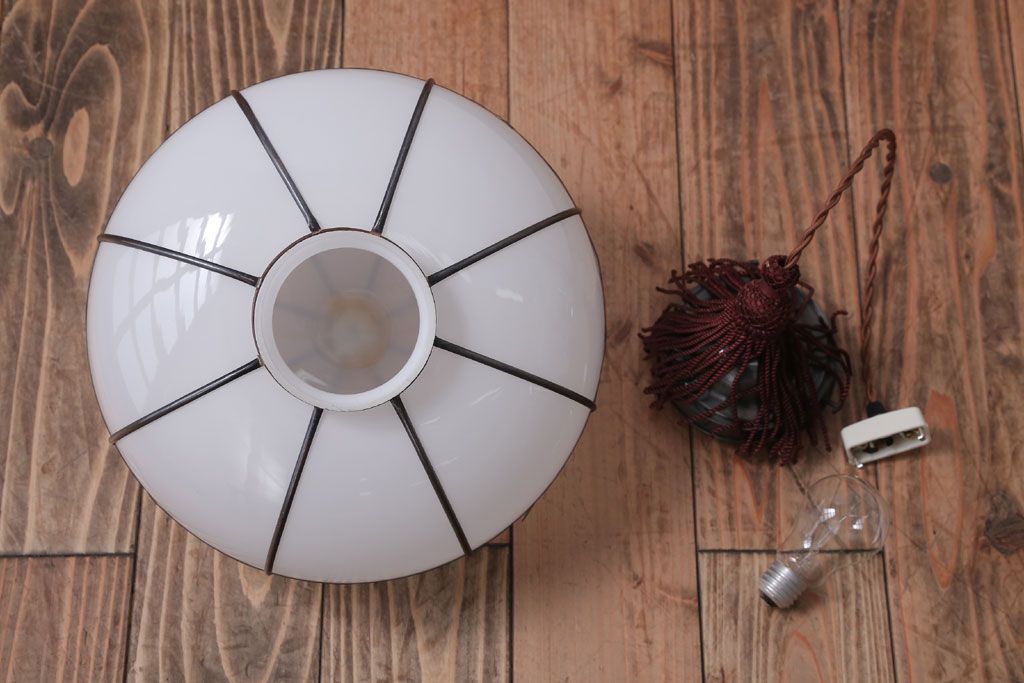 和製アンティーク　飾り房付き　銅巻　モダンな電笠