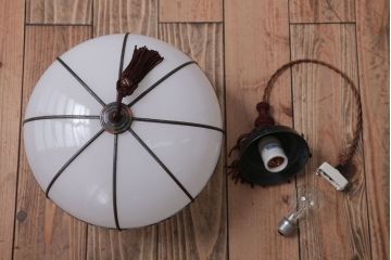 和製アンティーク　飾り房付き　銅巻　モダンな電笠