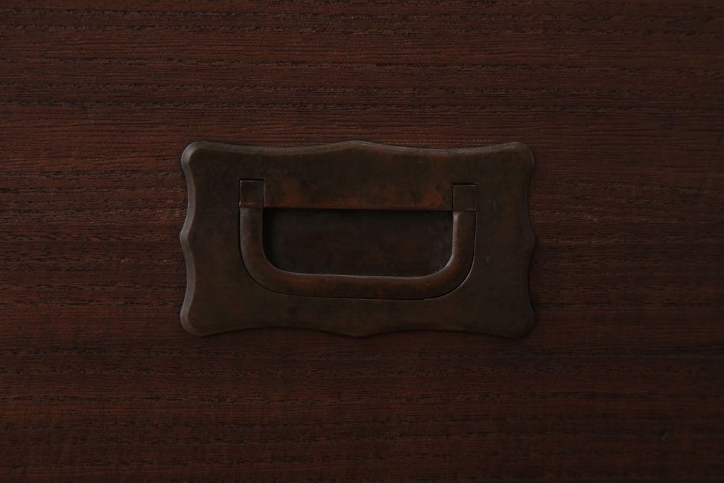 アンティーク家具　和製アンティーク　衣装盆付き!銅金具が上品な古い桐材製観音箪笥(桐箪笥、桐たんす)