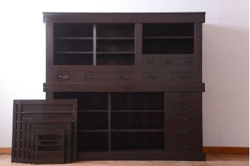 アンティーク家具　古民具・骨董　昇り引き出し付き!六尺　古い木製の高級水屋箪笥