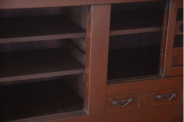 アンティーク家具　古民具・骨董　昇り引き出し付き!六尺　古い木製の高級水屋箪笥