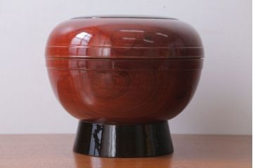 古民具・骨董　明治　総欅漆塗り行器(家紋・漆器・太平)(2)