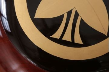 古民具・骨董　明治　総欅漆塗り行器(家紋・漆器・太平)(2)