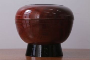 古民具・骨董　明治　総欅漆塗り行器(家紋・漆器・太平)(2)