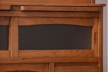 アンティーク家具　和製アンティーク　ダイヤガラス入り!古い木製の重ね食器棚(カップボード)