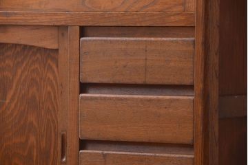 アンティーク家具　和製アンティーク　ダイヤガラス入り!古い木製の重ね食器棚(カップボード)