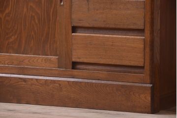 アンティーク家具　和製アンティーク　ダイヤガラス入り!古い木製の重ね食器棚(カップボード)