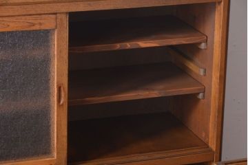 アンティーク家具　和製アンティーク　ダイヤガラス入り!古い木製の重ね食器棚(カップボード)