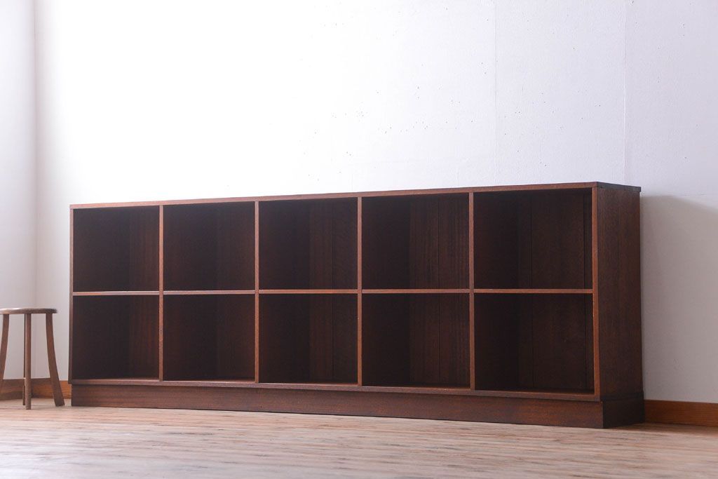 レトロ家具　昭和レトロ　大きな横型アンティークマス目棚(2)