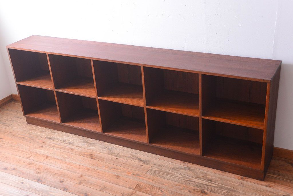 レトロ家具　昭和レトロ　大きな横型アンティークマス目棚(2)